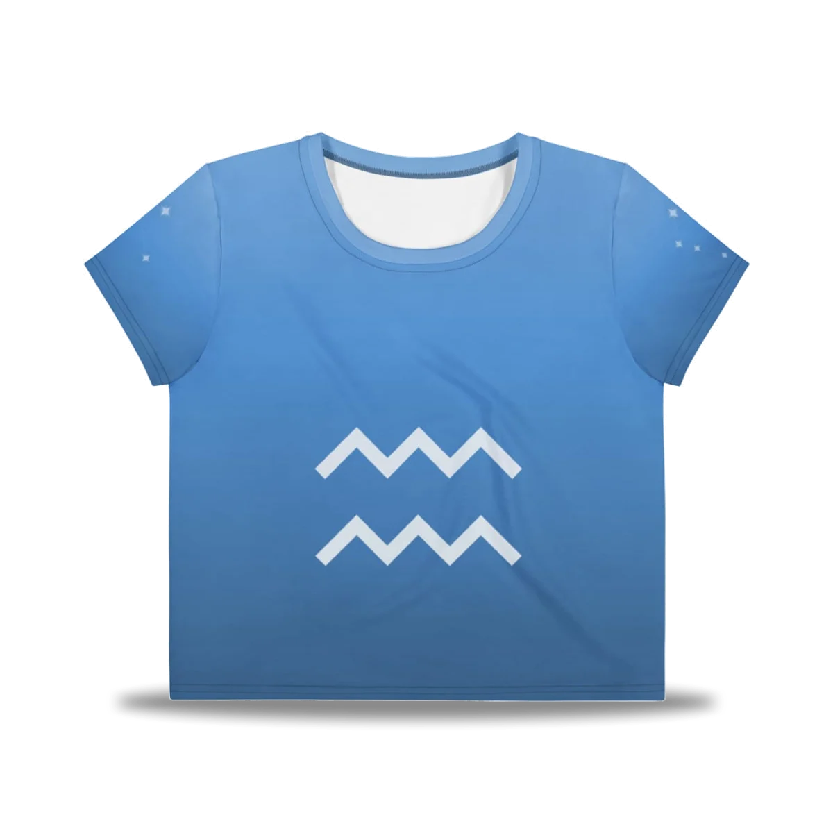 Aquarius Zodiac Crop Tee in Vespertine Azure, front view
