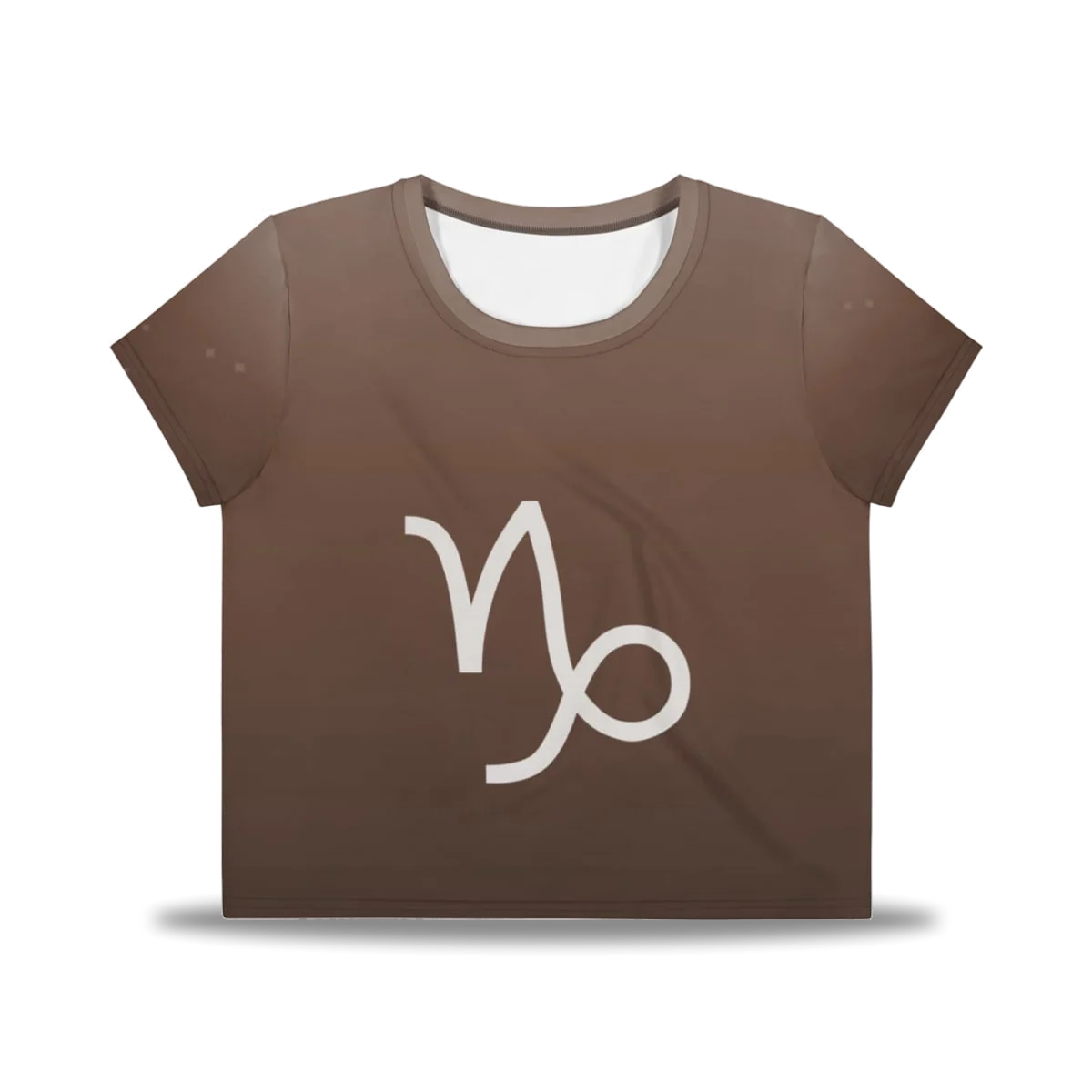 Capricorn Zodiac Crop Tee in Sunlit Umber, front view