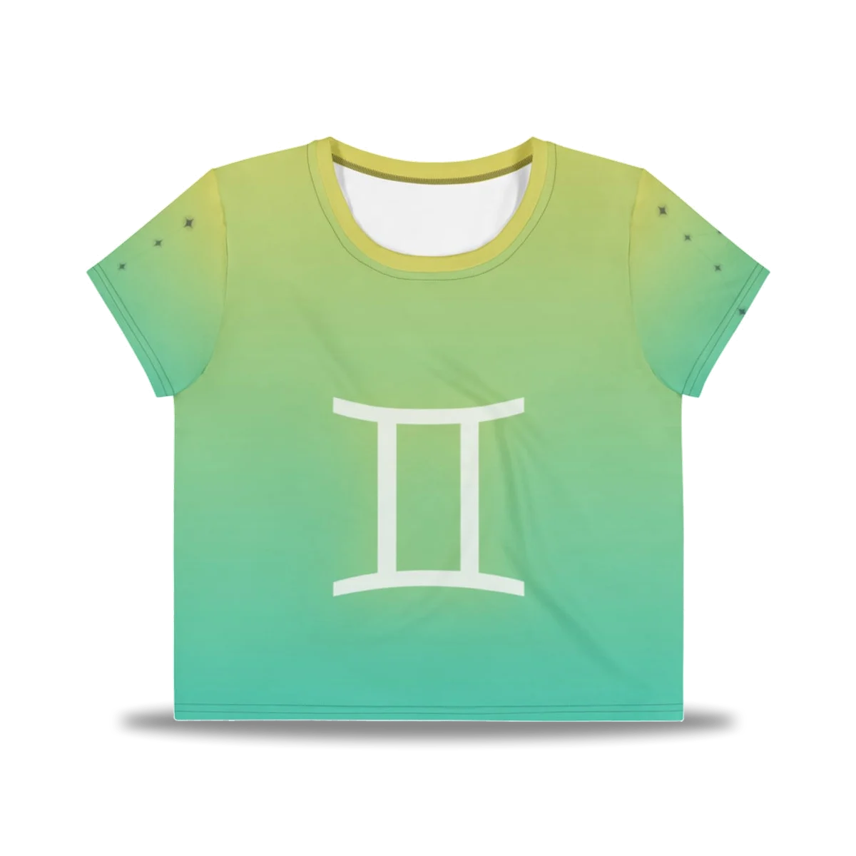 Gemini Zodiac Crop Tee in Torchlit Marigold, front view