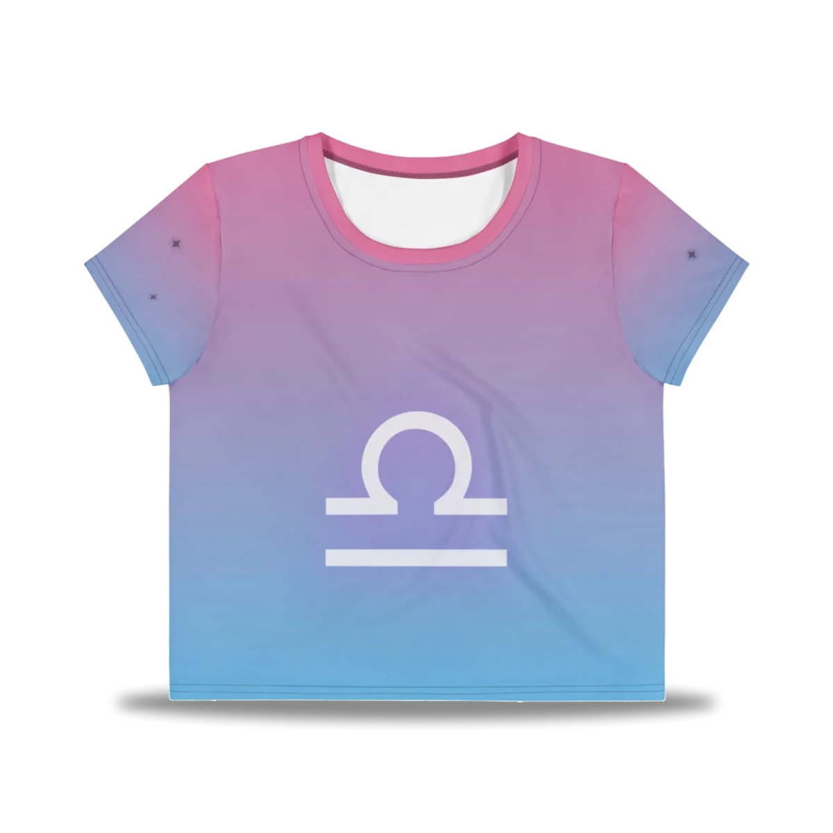 Libra Zodiac Crop Tee in Sheer Iris, front view