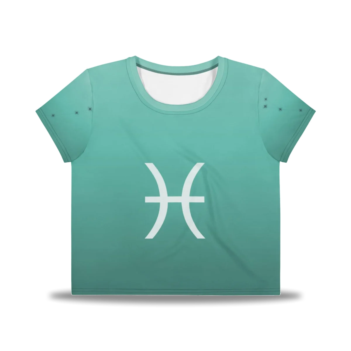 Pisces Zodiac Crop Tee in Wild Lagoon, front view