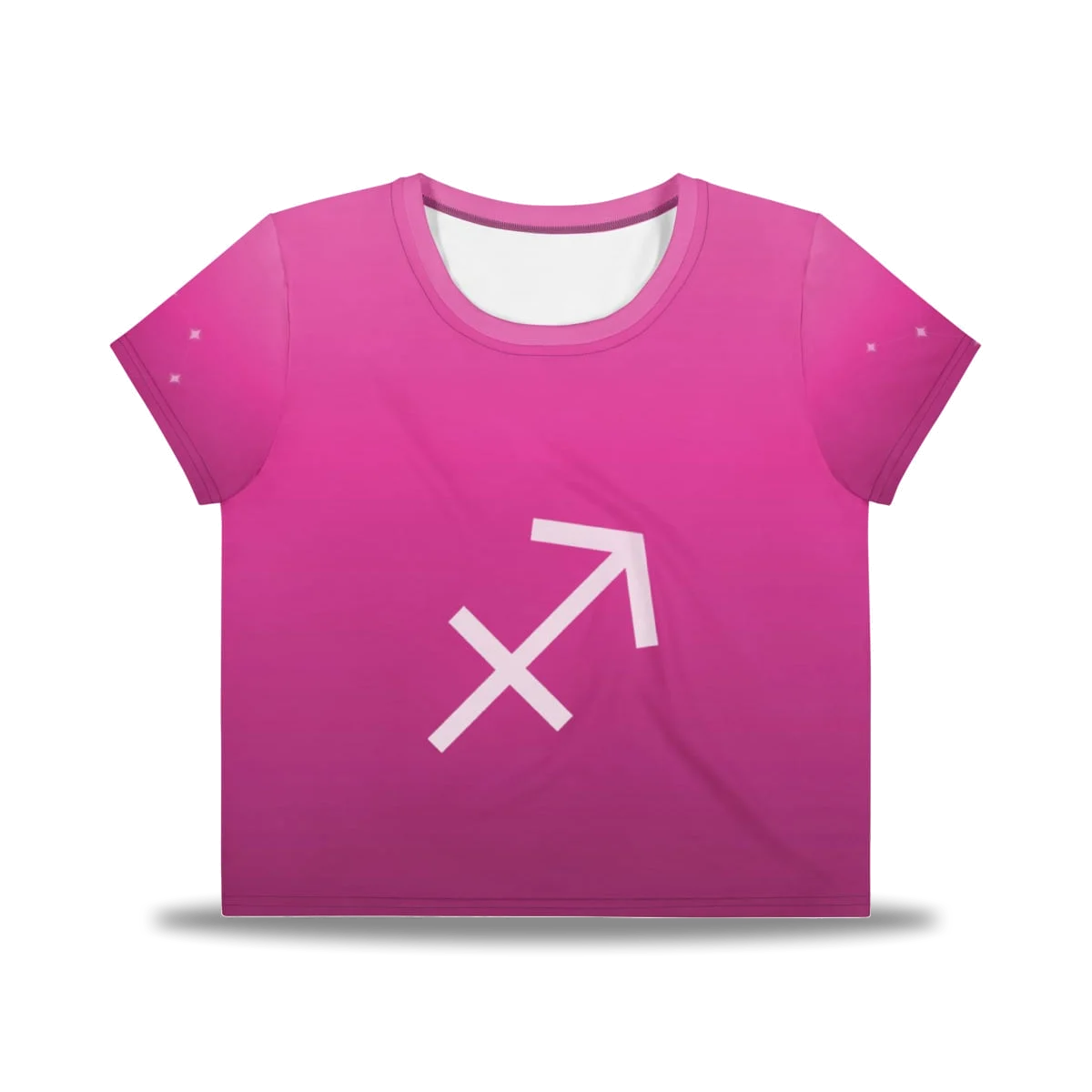 Sagittarius Zodiac Crop Tee in Lustrous Fuchsia, front view