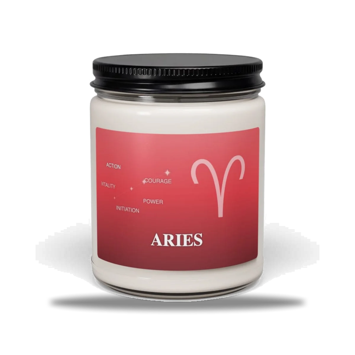 Aries Zodiac Candle in Sunlit Carnelian, front view