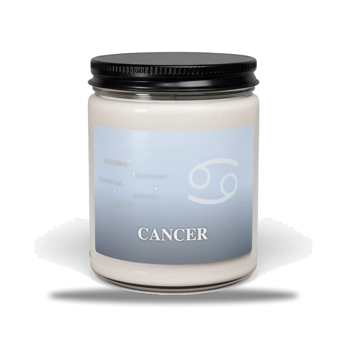 Cancer Zodiac Candle in Luminous Periwinkle, front view
