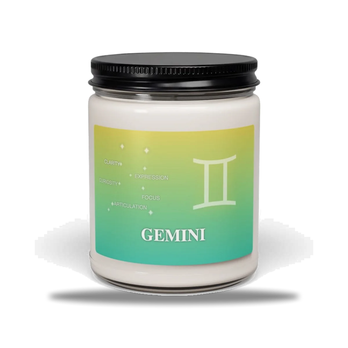Gemini Zodiac Candle in Torchlit Marigold, front view