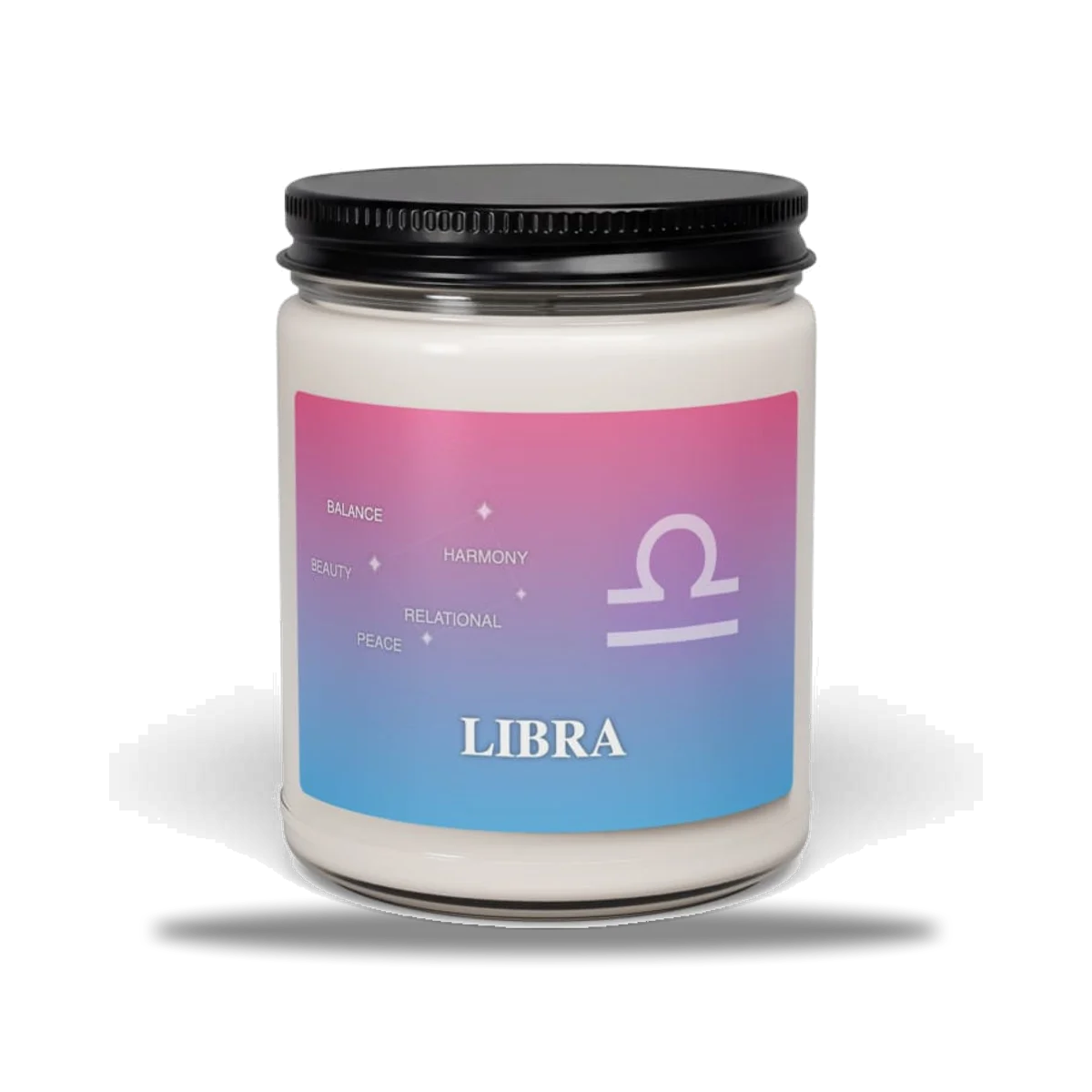 Libra Zodiac Candle in Sheer Iris, front view