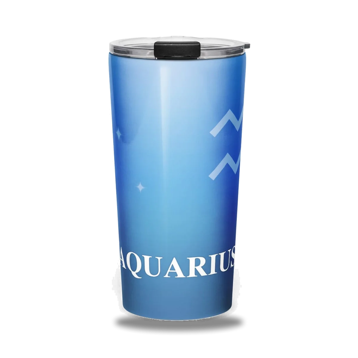 Aquarius Zodiac Tumbler in Vespertine Azure, front view