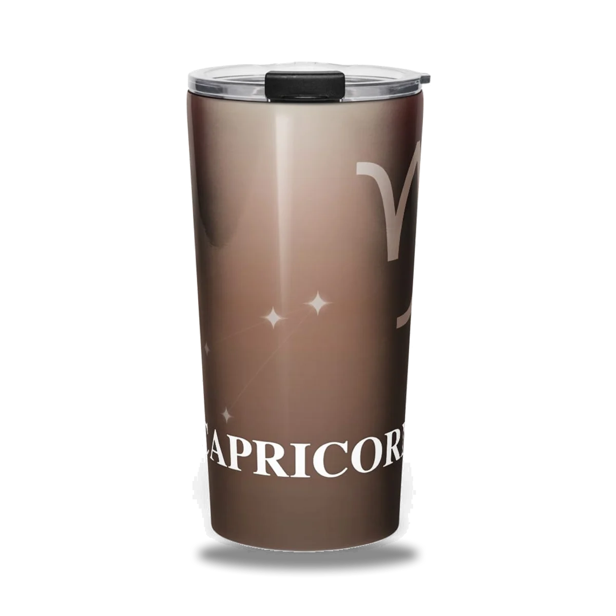 Capricorn Zodiac Tumbler in Sunlit Umber, front view
