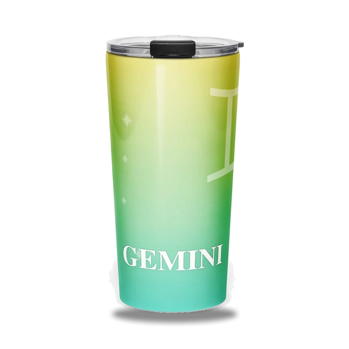 Gemini Zodiac Tumbler in Torchlit Marigold, front view