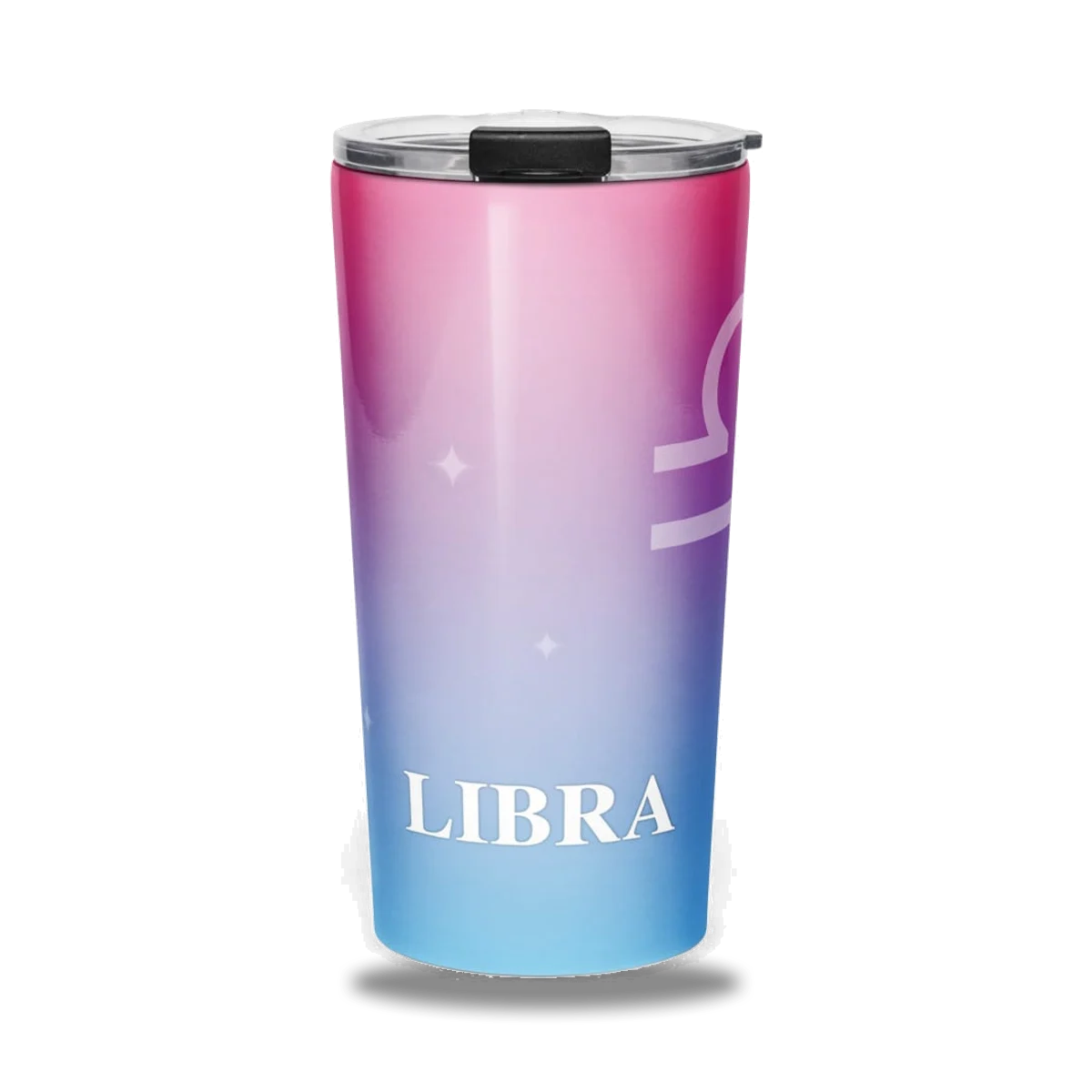 Libra Zodiac Tumbler in Sheer Iris, front view