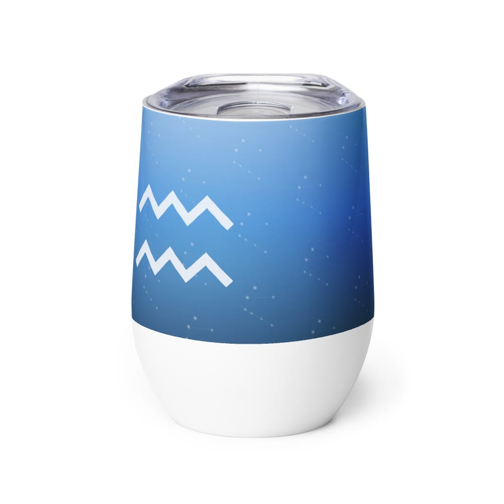Aquarius Zodiac Wine Tumbler in Vespertine Azure