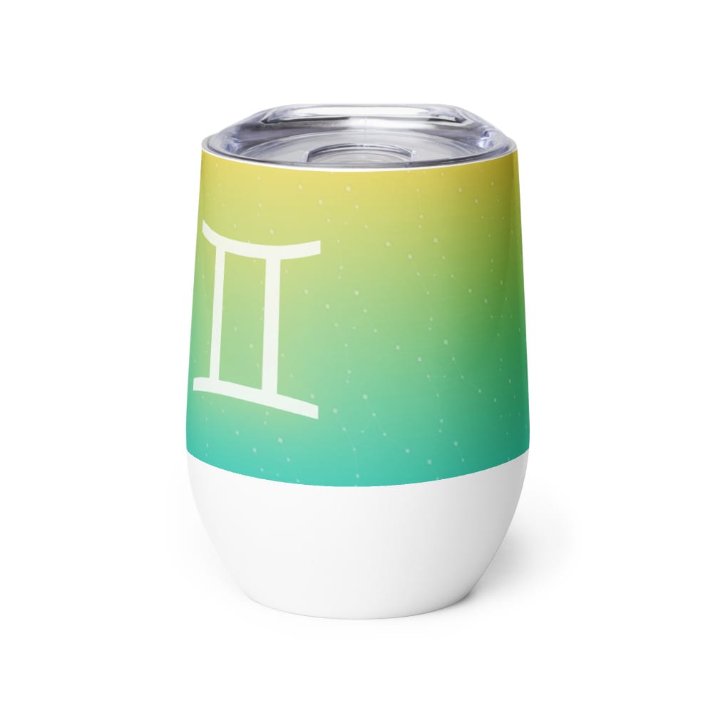 Gemini Zodiac Wine Tumbler in Torchlit Marigold