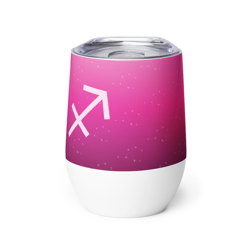 Sagittarius Zodiac Wine Tumbler in Lustrous Fuchsia