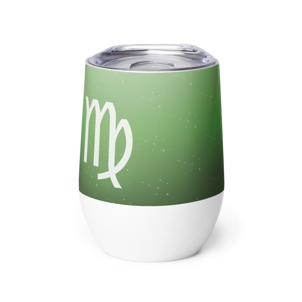 Virgo Zodiac Wine Tumbler in Woodland Emerald