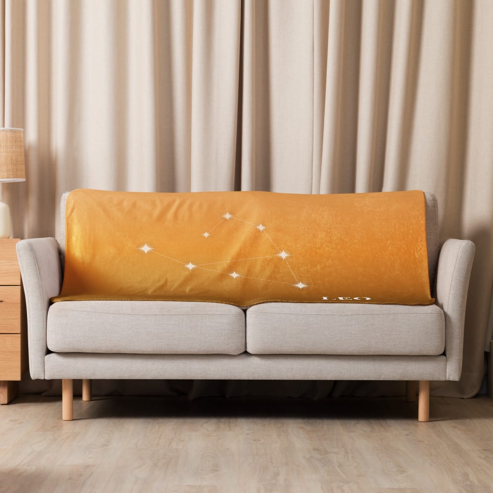 Leo Zodiac Blanket in Kindled Terracotta in a lifestyle setting