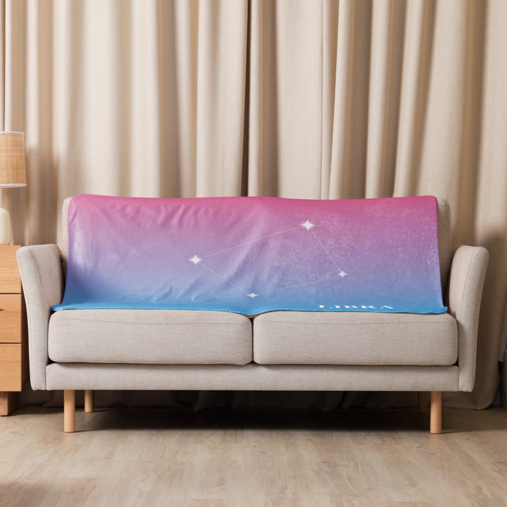 Libra Zodiac Blanket in Sheer Iris in a lifestyle setting