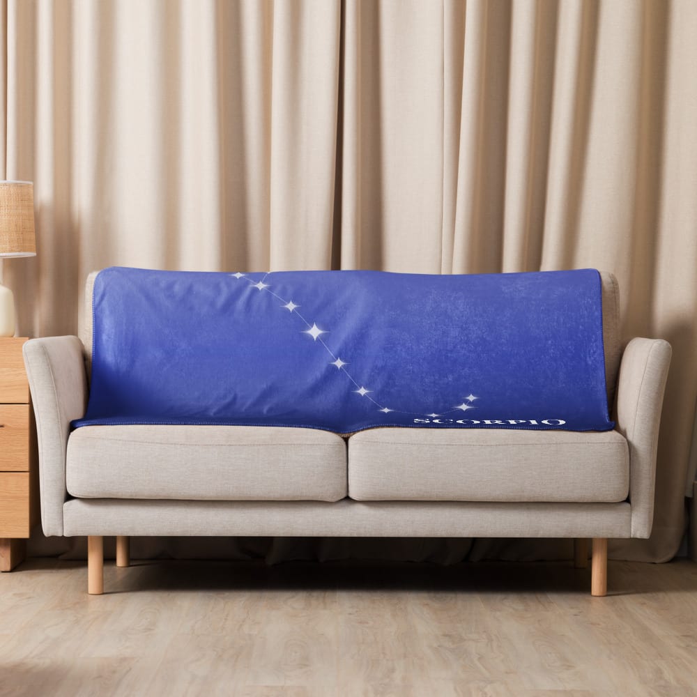 Scorpio Zodiac Blanket in Eventide Sapphire in a lifestyle setting