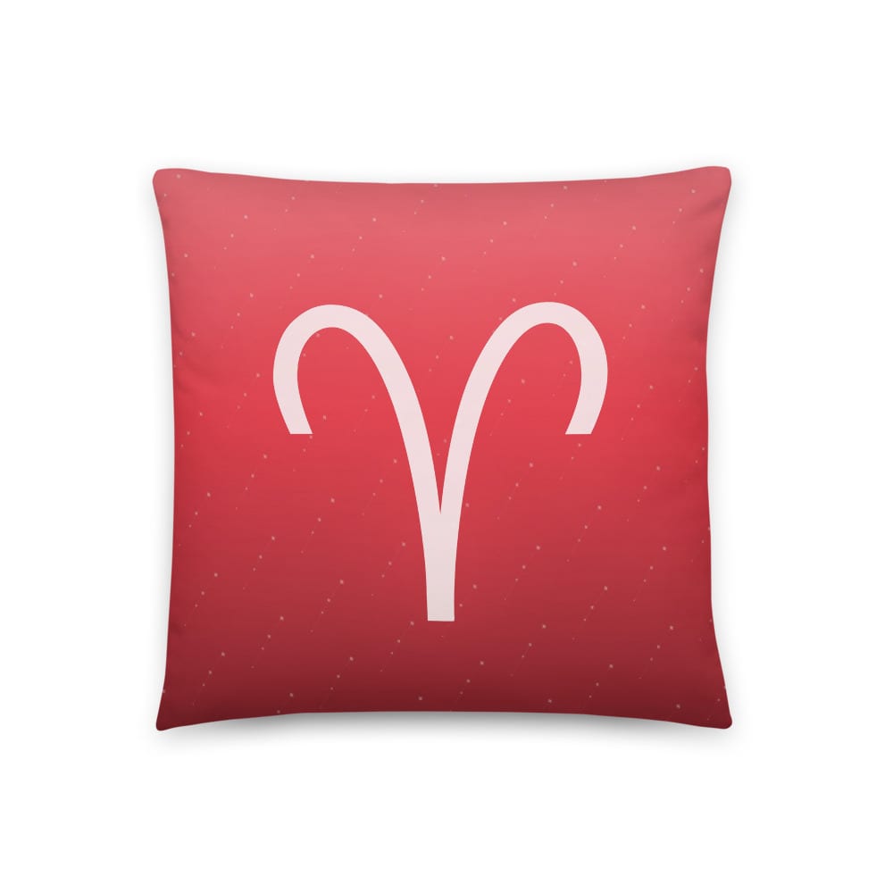 Aries Zodiac Pillow in Sunlit Carnelian, front view