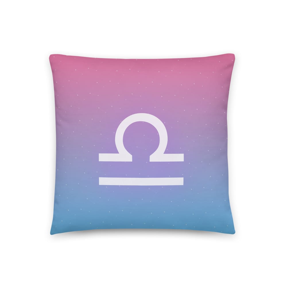 Libra Zodiac Pillow in Sheer Iris, front view