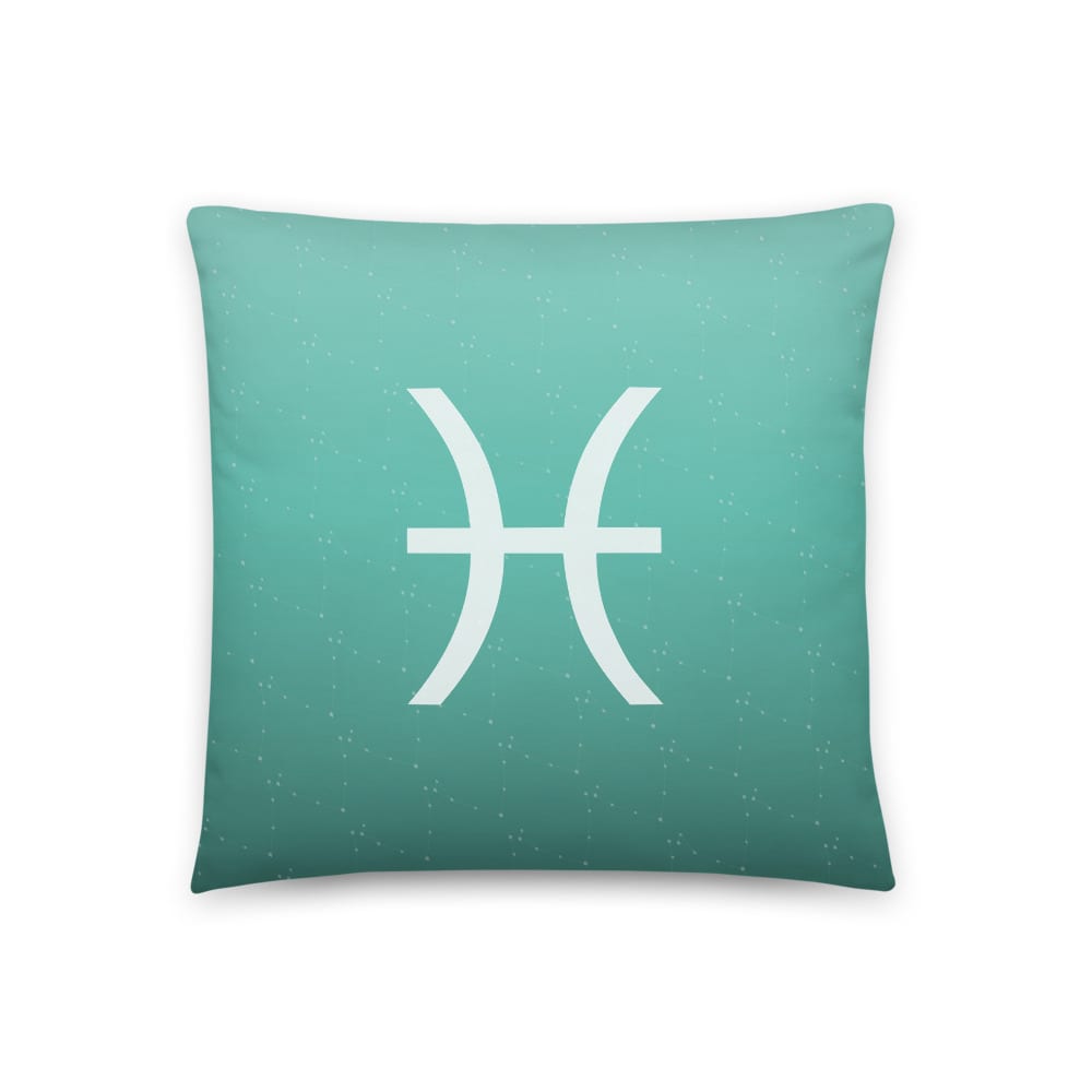 Pisces Zodiac Pillow in Wild Lagoon, front view
