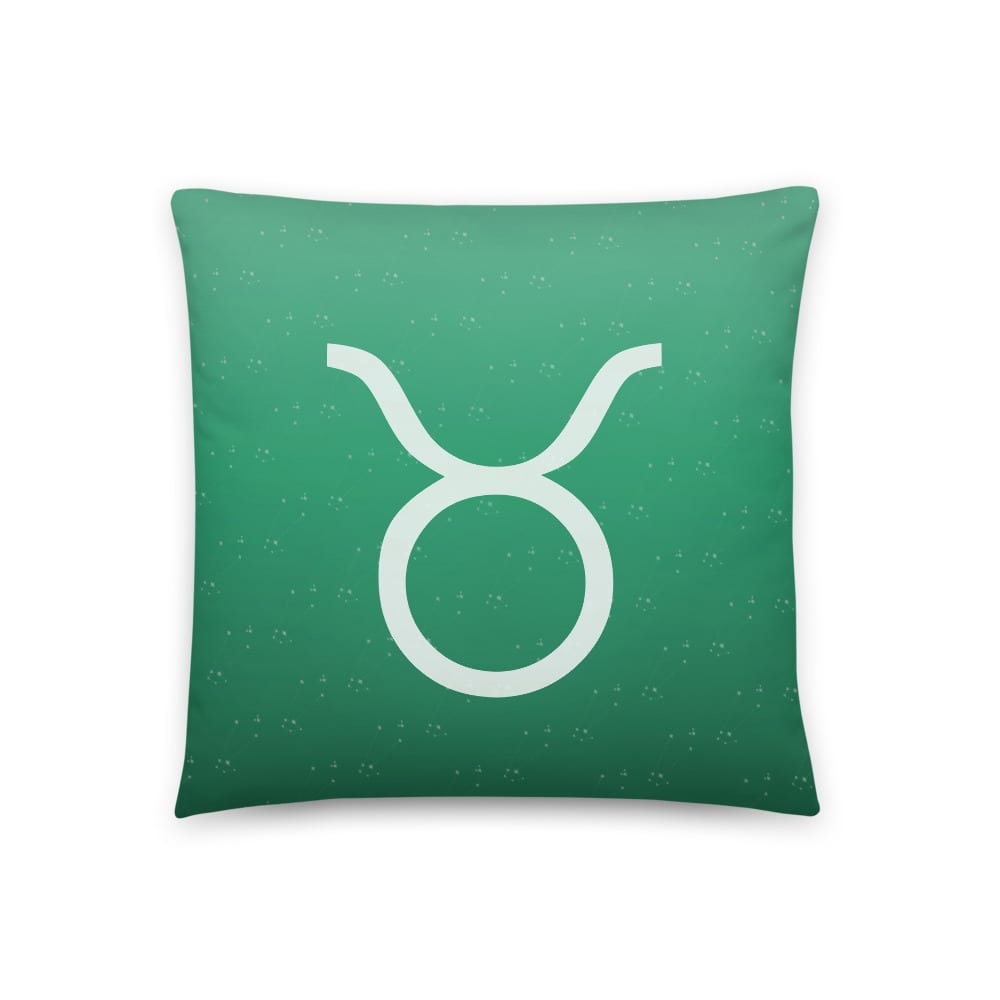 Taurus Zodiac Pillow in Mossy Jade, front view